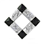 Load image into Gallery viewer, Silver Geometric Pendant Necklace | Black Onyx Accents | For Women
