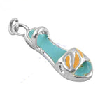 Load image into Gallery viewer, Silver Enamel Sandal Charm Pendant for Women | Summer Jewelry