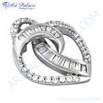 Load image into Gallery viewer, 925 sterling silver heart pendant with sparkling white cubic zirconia stones, perfect for a gift.