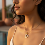 Load image into Gallery viewer, gold plating Letter D Pendant with Cubic Zirconia | Women's Jewelry