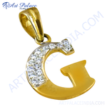 Load image into Gallery viewer, gold plating letter G pendant with sparkling diamonds, a stylish initial jewelry piece.