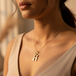 Load image into Gallery viewer, gold plating Plated Cubic Zirconia Initial H Pendant | Women's Jewelry Gift