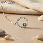 Load image into Gallery viewer, 925 Silver Peridot Halo Pendant Necklace for Women | Gift Jewelry