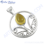 Load image into Gallery viewer, 925 sterling silver citrine pendant with pear-shaped yellow gemstone, openwork design