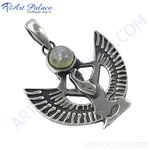 Load image into Gallery viewer, 925 sterling silver Egyptian winged pendant with a moonstone gemstone, silver jewelry