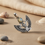 Load image into Gallery viewer, 925 Silver Egyptian Winged Pendant for Women | Moonstone Jewelry