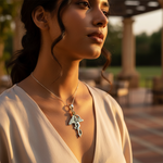 Load image into Gallery viewer, 925 Silver Angel Wing Pendant with Green Stone | Women's Jewelry