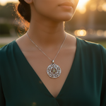 Load image into Gallery viewer, 925 Silver Pentagram Pendant with Green Gemstone | Women's Necklace