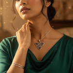 Load image into Gallery viewer, 925 Sterling Silver Celtic Knot Pendant | Red Gemstone | Women's Jewelry
