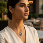 Load image into Gallery viewer, 925 Silver Emerald & Diamond Flower Pendant | Women's Jewelry