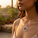 Load image into Gallery viewer, 925 Silver Pentagram Pendant with Black Stone | Witchcraft Jewelry