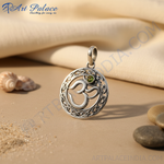 Load image into Gallery viewer, 925 Silver Om Pendant with Green Stone | Spiritual Jewelry