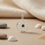 Load image into Gallery viewer, 925 Silver Celtic Pendant with Garnet | Women's Jewelry Gift