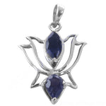 Load image into Gallery viewer, 925 Silver Iolite Lotus Pendant Necklace | Women's Jewelry Gift