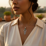 Load image into Gallery viewer, 925 Silver Medical Caduceus Pendant with Green Gemstone | Gift