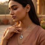 Load image into Gallery viewer, 925 Silver Flower Pendant with Garnet Stone | Women's Jewelry