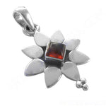 Load image into Gallery viewer, 925 Silver Flower Pendant with Garnet Stone | Women's Jewelry