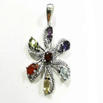 Load image into Gallery viewer, 925 Silver Multi-Gemstone Flower Pendant for Women | Gift Jewelry