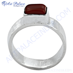 Load image into Gallery viewer, Sterling silver men's ring featuring a rectangular red gemstone, perfect for daily wear.