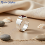 Load image into Gallery viewer, 925 Silver Red Gemstone Ring for Men | Signet Ring