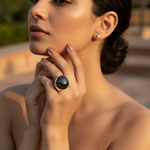 Load image into Gallery viewer, Silver Onyx Gemstone Ring for Men | Black Stone Jewelry