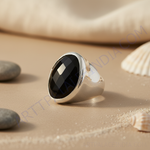 Load image into Gallery viewer, Silver Onyx Gemstone Ring for Men | Black Stone Jewelry