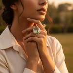 Load image into Gallery viewer, Green Amethyst Oval Ring in 925 Sterling Silver | Women's Ring