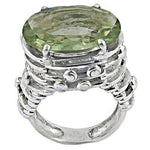 Load image into Gallery viewer, Green Amethyst Oval Ring in 925 Sterling Silver | Women's Ring