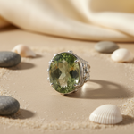 Load image into Gallery viewer, Green Amethyst Oval Ring in 925 Sterling Silver | Women's Ring