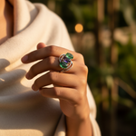 Load image into Gallery viewer, 925 Silver Emerald & Sapphire Ring for Women | Gemstone Jewelry