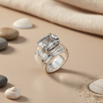 Load image into Gallery viewer, Silver Emerald Cut Cubic Zirconia Ring for Women | Gift