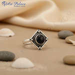 Load image into Gallery viewer, 925 Silver Onyx Ring for Women | Square Stone Jewelry