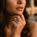 Load image into Gallery viewer, 925 Silver Ring with Red & Blue Gemstones | Women's Ring