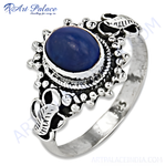 Load image into Gallery viewer, 925 Sterling Silver Ring featuring a vibrant blue oval-cut Lapis Lazuli gemstone.