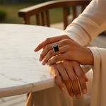 Load image into Gallery viewer, 925 Silver Onyx Ring for Men | Black Gemstone Ring