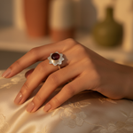 Load image into Gallery viewer, 925 Silver Garnet Flower Ring for Women | Gemstone Jewelry