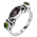 Load image into Gallery viewer, 925 Silver Peridot & Smoky Quartz Ring | Women's Gemstone Jewelry