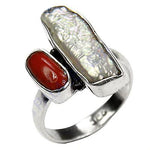 Load image into Gallery viewer, 925 Silver Pearl & Coral Ring | Statement Ring for Women