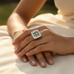 Load image into Gallery viewer, Silver Square Gemstone Ring for Women | Modern Cocktail Ring