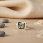 Load image into Gallery viewer, Silver Square Gemstone Ring for Women | Modern Cocktail Ring
