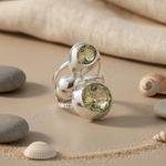 Load image into Gallery viewer, Silver Ring with Green Gemstone | Women's Fashion Ring