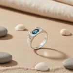 Load image into Gallery viewer, 925 Silver Blue Topaz Ring for Men | Gemstone Jewelry Gift