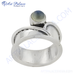 Load image into Gallery viewer, Sterling silver ring with a blue gemstone center, elegant statement jewelry for women