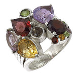 Load image into Gallery viewer, 925 Silver Multi-Gemstone Cocktail Ring for Women | Statement Jewelry