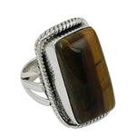 Load image into Gallery viewer, 925 Silver Tiger Eye Ring | Rectangular Gemstone Ring for Women