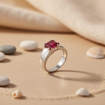 Load image into Gallery viewer, 925 Silver Ruby Ring for Women | Square Cut Gemstone Ring