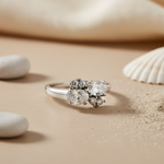 Load image into Gallery viewer, Silver Oval & Round Diamond Ring for Women | Engagement Jewelry