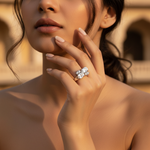 Load image into Gallery viewer, Silver Oval & Round Diamond Ring for Women | Engagement Jewelry