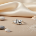 Load image into Gallery viewer, Silver Oval & Round Diamond Ring for Women | Engagement Jewelry