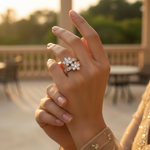 Load image into Gallery viewer, Silver Flower Ring with Cubic Zirconia | Women's Ring